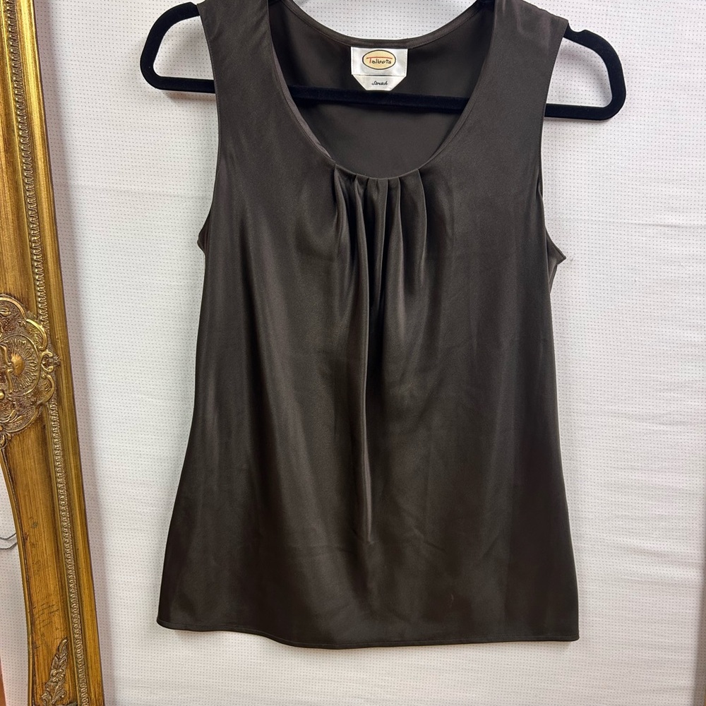 Talbots Delicious Chocolate Brown Silk Stretch Top S 🍫✨